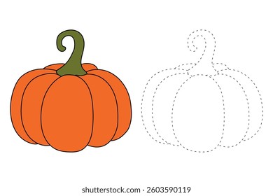 Pumpkin coloring pages for kids. Trace and color pumpkin. Thanksgiving pumpkin celebration coloring page worksheet printable. Thanksgiving activity autumn worksheet for kids.