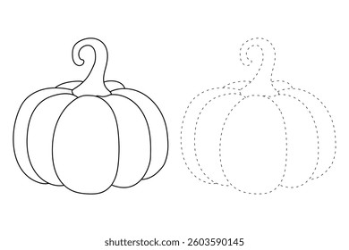 Pumpkin coloring pages for kids. Trace and color pumpkin. Thanksgiving pumpkin celebration coloring page worksheet printable. Thanksgiving activity autumn worksheet for kids.