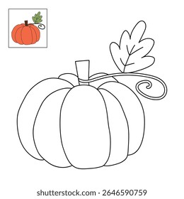 Pumpkin coloring pages for kids. Trace and color pumpkin thanksgiving. Pumpkin clipart outline vector. Thanksgiving fun activity coloring pumpkin vegetable for Kindergarten and preschool.