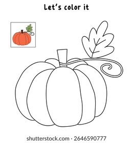Pumpkin coloring pages for kids. Trace and color pumpkin thanksgiving. Pumpkin clipart outline vector. Thanksgiving fun activity coloring pumpkin vegetable for Kindergarten and preschool.