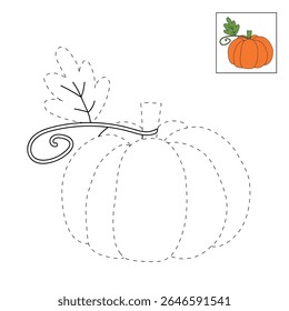 Pumpkin coloring pages for kids. Trace and color pumpkin thanksgiving. Pumpkin clipart outline vector. Thanksgiving fun activity coloring pumpkin vegetable for Kindergarten and preschool.