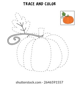 Pumpkin coloring pages for kids. Trace and color pumpkin thanksgiving. Pumpkin clipart outline vector. Thanksgiving fun activity coloring pumpkin vegetable for Kindergarten and preschool.