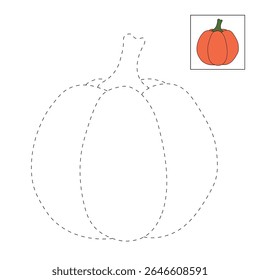 Pumpkin coloring pages for kids. Trace and color pumpkin thanksgiving. Pumpkin clipart outline vector. Thanksgiving fun activity coloring pumpkin vegetable for Kindergarten and preschool.