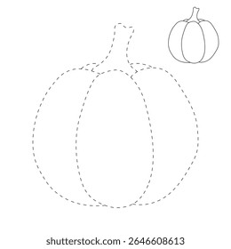 Pumpkin coloring pages for kids. Trace and color pumpkin thanksgiving. Pumpkin clipart outline vector. Thanksgiving fun activity coloring pumpkin vegetable for Kindergarten and preschool.