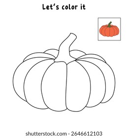 Pumpkin coloring pages for kids. Trace and color pumpkin thanksgiving. Pumpkin clipart outline vector. Thanksgiving fun activity coloring pumpkin vegetable for Kindergarten and preschool.