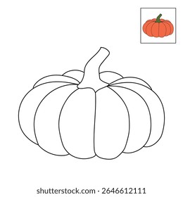 Pumpkin coloring pages for kids. Trace and color pumpkin thanksgiving. Pumpkin clipart outline vector. Thanksgiving fun activity coloring pumpkin vegetable for Kindergarten and preschool.
