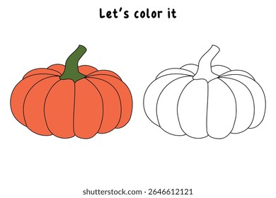 Pumpkin coloring pages for kids. Trace and color pumpkin thanksgiving. Pumpkin clipart outline vector. Thanksgiving fun activity coloring pumpkin vegetable for Kindergarten and preschool.