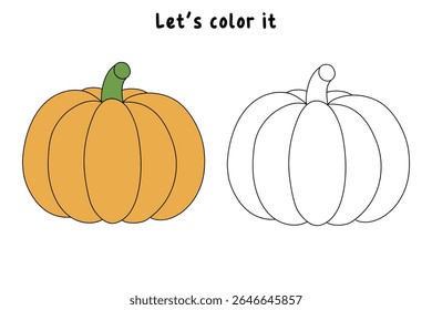 Pumpkin coloring pages for kids. Trace and color pumpkin thanksgiving. Pumpkin clipart outline vector. Thanksgiving fun activity coloring pumpkin vegetable for Kindergarten and preschool.