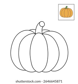 Pumpkin coloring pages for kids. Trace and color pumpkin thanksgiving. Pumpkin clipart outline vector. Thanksgiving fun activity coloring pumpkin vegetable for Kindergarten and preschool.
