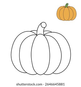 Pumpkin coloring pages for kids. Trace and color pumpkin thanksgiving. Pumpkin clipart outline vector. Thanksgiving fun activity coloring pumpkin vegetable for Kindergarten and preschool.