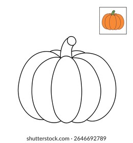 Pumpkin coloring pages for kids. Trace and color pumpkin thanksgiving. Pumpkin clipart outline vector. Thanksgiving fun activity coloring pumpkin vegetable for Kindergarten and preschool.