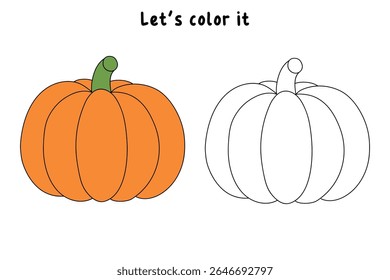 Pumpkin coloring pages for kids. Trace and color pumpkin thanksgiving. Pumpkin clipart outline vector. Thanksgiving fun activity coloring pumpkin vegetable for Kindergarten and preschool.