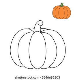 Pumpkin coloring pages for kids. Trace and color pumpkin thanksgiving. Pumpkin clipart outline vector. Thanksgiving fun activity coloring pumpkin vegetable for Kindergarten and preschool.