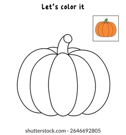 Pumpkin coloring pages for kids. Trace and color pumpkin thanksgiving. Pumpkin clipart outline vector. Thanksgiving fun activity coloring pumpkin vegetable for Kindergarten and preschool.