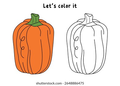 Pumpkin coloring pages for kids. Trace and color pumpkin thanksgiving. Pumpkin clipart outline vector. Thanksgiving fun activity coloring pumpkin vegetable for Kindergarten and preschool.