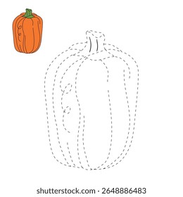 Pumpkin coloring pages for kids. Trace and color pumpkin thanksgiving. Pumpkin clipart outline vector. Thanksgiving fun activity coloring pumpkin vegetable for Kindergarten and preschool.