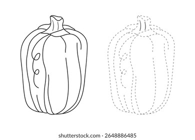 Pumpkin coloring pages for kids. Trace and color pumpkin thanksgiving. Pumpkin clipart outline vector. Thanksgiving fun activity coloring pumpkin vegetable for Kindergarten and preschool.