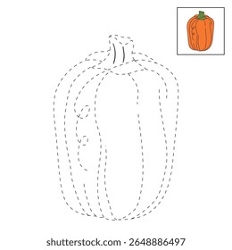 Pumpkin coloring pages for kids. Trace and color pumpkin thanksgiving. Pumpkin clipart outline vector. Thanksgiving fun activity coloring pumpkin vegetable for Kindergarten and preschool.