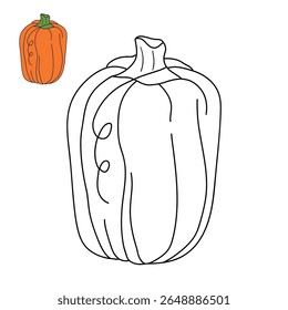 Pumpkin coloring pages for kids. Trace and color pumpkin thanksgiving. Pumpkin clipart outline vector. Thanksgiving fun activity coloring pumpkin vegetable for Kindergarten and preschool.