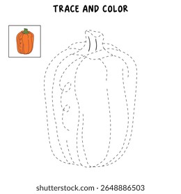 Pumpkin coloring pages for kids. Trace and color pumpkin thanksgiving. Pumpkin clipart outline vector. Thanksgiving fun activity coloring pumpkin vegetable for Kindergarten and preschool.
