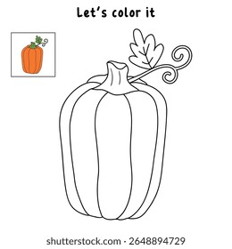 Pumpkin coloring pages for kids. Trace and color pumpkin thanksgiving. Pumpkin clipart outline vector. Thanksgiving fun activity coloring pumpkin vegetable for Kindergarten and preschool.