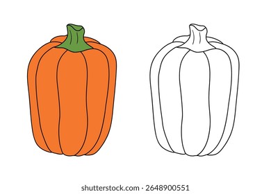 Pumpkin coloring pages for kids. Trace and color pumpkin thanksgiving. Pumpkin clipart outline vector. Thanksgiving fun activity coloring pumpkin vegetable for Kindergarten and preschool.