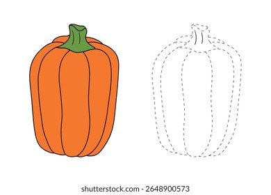 Pumpkin coloring pages for kids. Trace and color pumpkin thanksgiving. Pumpkin clipart outline vector. Thanksgiving fun activity coloring pumpkin vegetable for Kindergarten and preschool.