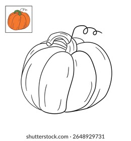 Pumpkin coloring pages for kids. Trace and color pumpkin thanksgiving. Pumpkin clipart outline vector. Thanksgiving fun activity coloring pumpkin vegetable for Kindergarten and preschool.