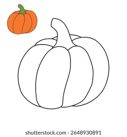 Pumpkin coloring pages for kids. Trace and color pumpkin thanksgiving. Pumpkin clipart outline vector. Thanksgiving fun activity coloring pumpkin vegetable for Kindergarten and preschool.