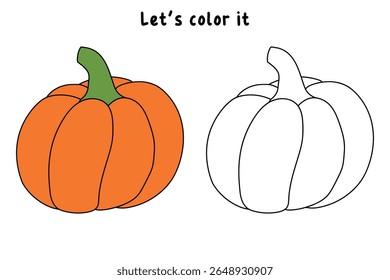 Pumpkin coloring pages for kids. Trace and color pumpkin thanksgiving. Pumpkin clipart outline vector. Thanksgiving fun activity coloring pumpkin vegetable for Kindergarten and preschool.