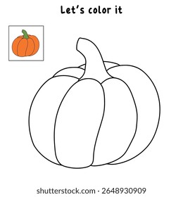 Pumpkin coloring pages for kids. Trace and color pumpkin thanksgiving. Pumpkin clipart outline vector. Thanksgiving fun activity coloring pumpkin vegetable for Kindergarten and preschool.