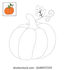 Pumpkin coloring pages for kids. Trace and color pumpkin thanksgiving. Pumpkin clipart outline vector. Thanksgiving fun activity coloring pumpkin vegetable for Kindergarten and preschool.