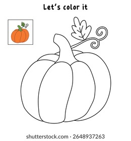 Pumpkin coloring pages for kids. Trace and color pumpkin thanksgiving. Pumpkin clipart outline vector. Thanksgiving fun activity coloring pumpkin vegetable for Kindergarten and preschool.