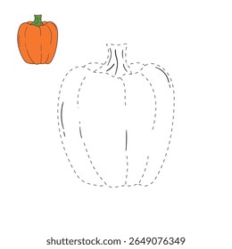 Pumpkin coloring pages for kids. Trace and color pumpkin thanksgiving. Pumpkin clipart outline vector. Thanksgiving fun activity coloring pumpkin vegetable for Kindergarten and preschool.