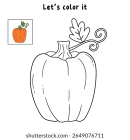 Pumpkin coloring pages for kids. Trace and color pumpkin thanksgiving. Pumpkin clipart outline vector. Thanksgiving fun activity coloring pumpkin vegetable for Kindergarten and preschool.