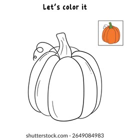 Pumpkin coloring pages for kids. Trace and color pumpkin thanksgiving. Pumpkin clipart outline vector. Thanksgiving fun activity coloring pumpkin vegetable for Kindergarten and preschool.