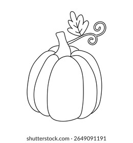 Pumpkin coloring pages for kids. Trace and color pumpkin thanksgiving. Pumpkin clipart outline vector. Thanksgiving fun activity coloring pumpkin vegetable for Kindergarten and preschool.