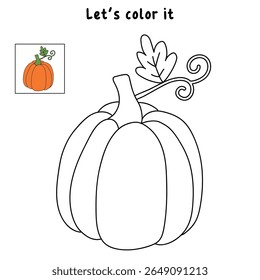 Pumpkin coloring pages for kids. Trace and color pumpkin thanksgiving. Pumpkin clipart outline vector. Thanksgiving fun activity coloring pumpkin vegetable for Kindergarten and preschool.