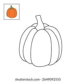 Pumpkin coloring pages for kids. Trace and color pumpkin thanksgiving. Pumpkin clipart outline vector. Thanksgiving fun activity coloring pumpkin vegetable for Kindergarten and preschool.