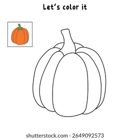 Pumpkin coloring pages for kids. Trace and color pumpkin thanksgiving. Pumpkin clipart outline vector. Thanksgiving fun activity coloring pumpkin vegetable for Kindergarten and preschool.