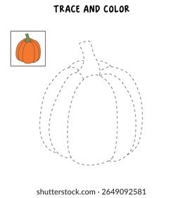Pumpkin coloring pages for kids. Trace and color pumpkin thanksgiving. Pumpkin clipart outline vector. Thanksgiving fun activity coloring pumpkin vegetable for Kindergarten and preschool.