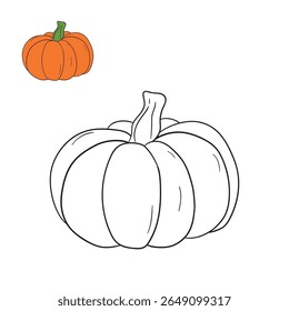 Pumpkin coloring pages for kids. Trace and color pumpkin thanksgiving. Pumpkin clipart outline vector. Thanksgiving fun activity coloring pumpkin vegetable for Kindergarten and preschool.