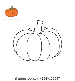Pumpkin coloring pages for kids. Trace and color pumpkin thanksgiving. Pumpkin clipart outline vector. Thanksgiving fun activity coloring pumpkin vegetable for Kindergarten and preschool.