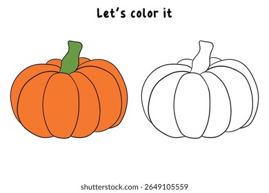 Pumpkin coloring pages for kids. Trace and color pumpkin thanksgiving. Pumpkin clipart outline vector. Thanksgiving fun activity coloring pumpkin vegetable for Kindergarten and preschool.