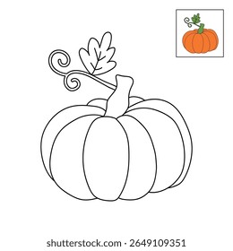 Pumpkin coloring pages for kids. Trace and color pumpkin thanksgiving. Pumpkin clipart outline vector. Thanksgiving fun activity coloring pumpkin vegetable for Kindergarten and preschool.