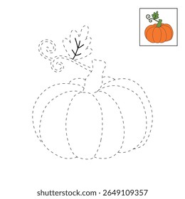 Pumpkin coloring pages for kids. Trace and color pumpkin thanksgiving. Pumpkin clipart outline vector. Thanksgiving fun activity coloring pumpkin vegetable for Kindergarten and preschool.