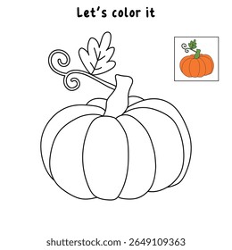 Pumpkin coloring pages for kids. Trace and color pumpkin thanksgiving. Pumpkin clipart outline vector. Thanksgiving fun activity coloring pumpkin vegetable for Kindergarten and preschool.