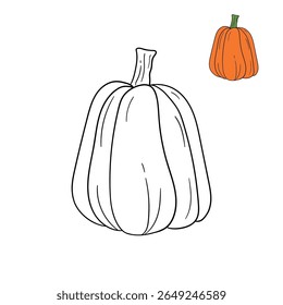 Pumpkin coloring pages for kids. Trace and color pumpkin thanksgiving. Pumpkin clipart outline vector. Thanksgiving fun activity coloring pumpkin vegetable for Kindergarten and preschool.