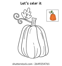 Pumpkin coloring pages for kids. Trace and color pumpkin thanksgiving. Pumpkin clipart outline vector. Thanksgiving fun activity coloring pumpkin vegetable for Kindergarten and preschool.