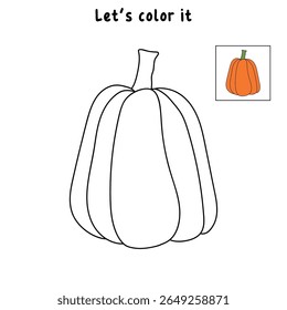 Pumpkin coloring pages for kids. Trace and color pumpkin thanksgiving. Pumpkin clipart outline vector. Thanksgiving fun activity coloring pumpkin vegetable for Kindergarten and preschool.